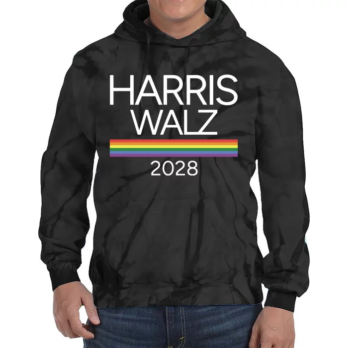 Harris Walz 2028 Lgbtq Rainbow Pride Flag For President Tie Dye Hoodie