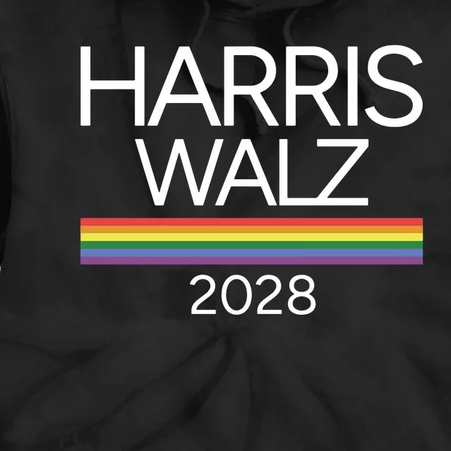 Harris Walz 2028 Lgbtq Rainbow Pride Flag For President Tie Dye Hoodie