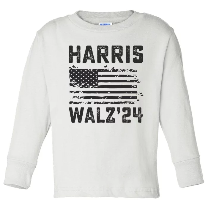 Harris Waltz 2024 Election Kamala Harris Tim Waltz 2024 Toddler Long Sleeve Shirt