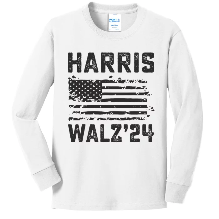 Harris Waltz 2024 Election Kamala Harris Tim Waltz 2024 Kids Long Sleeve Shirt