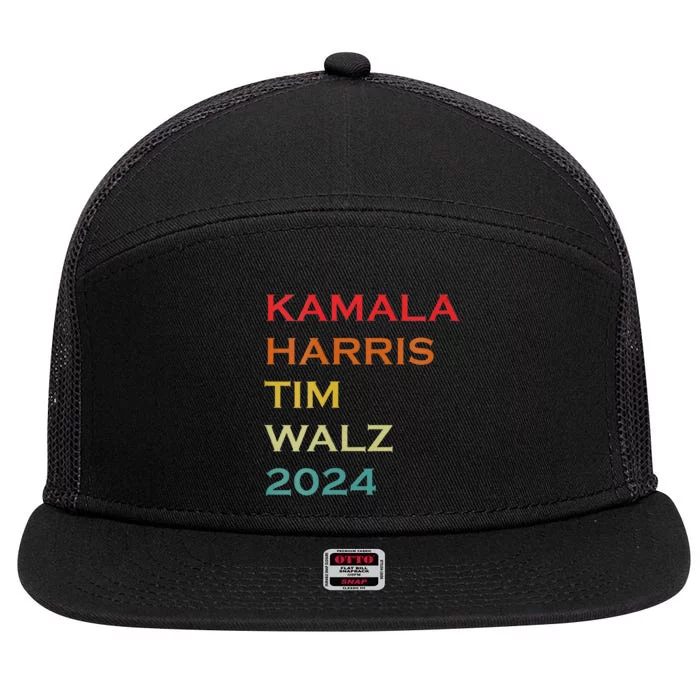 Harris Walz 2024 Harris For President Vote For Kamala 7 Panel Mesh Trucker Snapback Hat