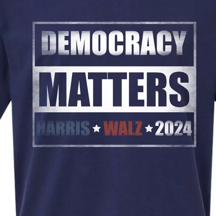 Harris Walz 2024 Presidential Election Democracy Matters Sueded Cloud Jersey T-Shirt