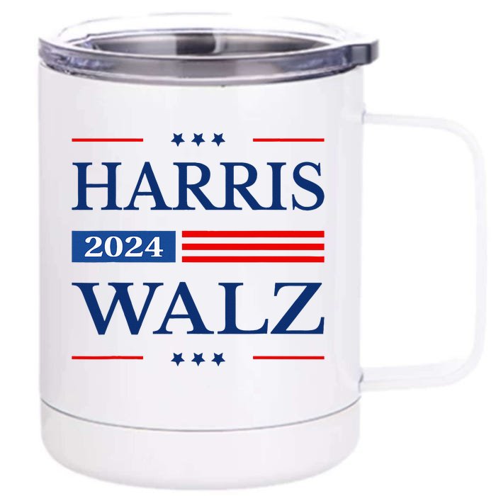 Harris Walz 2024 Kamala Harris 2024 Tim Walz 2024 Usa Flag Front & Back 12oz Stainless Steel Tumbler Cup