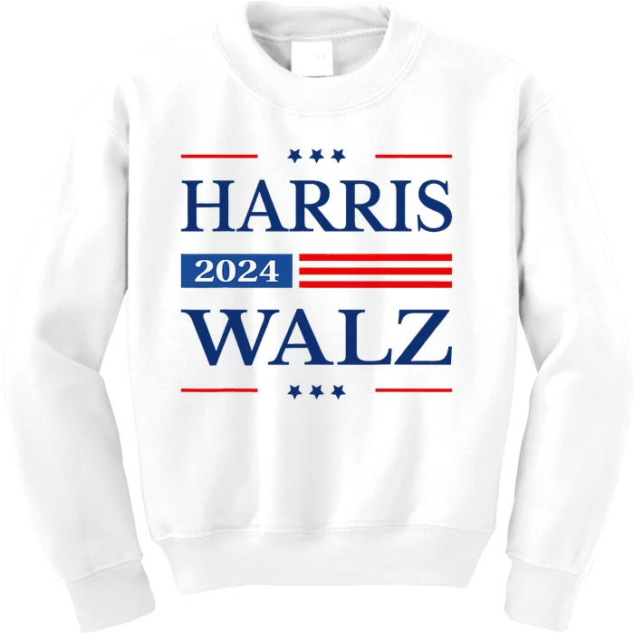 Harris Walz 2024 Kamala Harris 2024 Tim Walz 2024 Usa Flag Kids Sweatshirt