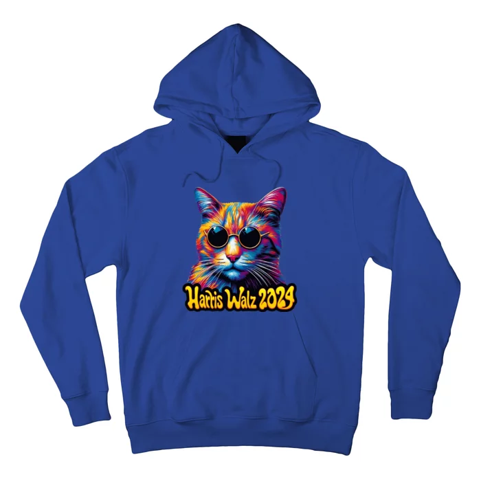 Harris Walz 2024 Funny Cat Election Kamala Harris Tim Waltz Hoodie