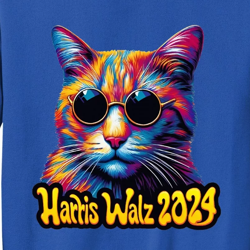 Harris Walz 2024 Funny Cat Election Kamala Harris Tim Waltz Tall Sweatshirt