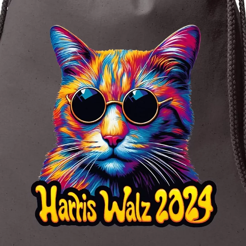 Harris Walz 2024 Funny Cat Election Kamala Harris Tim Waltz Drawstring Bag