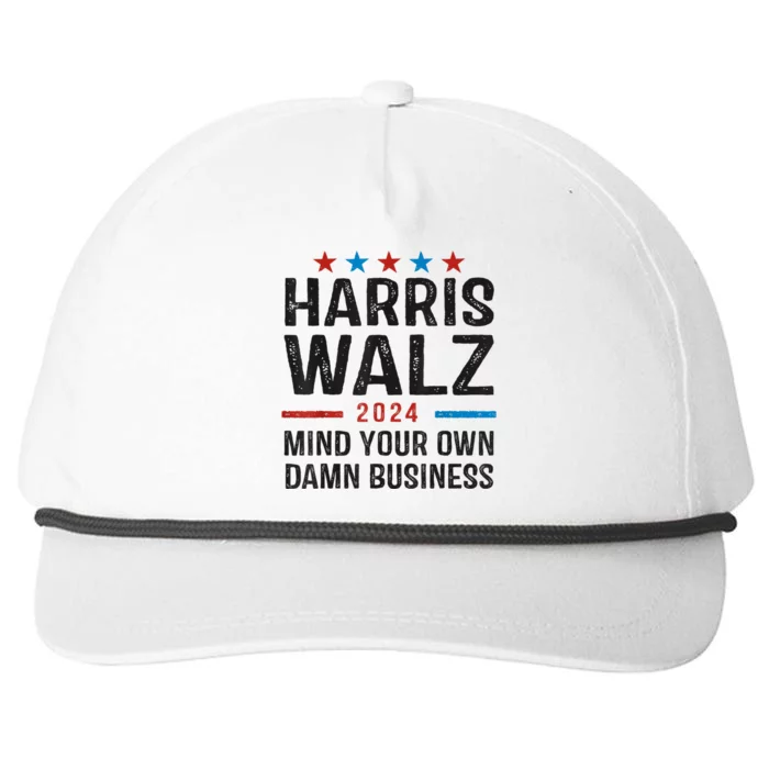 Harris Walz 2024 Mind Your Own Damn Business Snapback Five-Panel Rope Hat