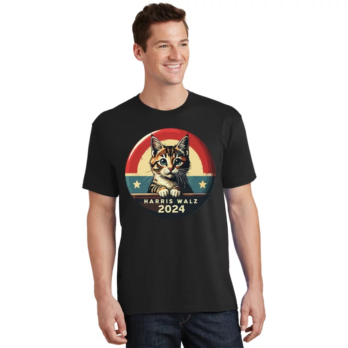 Harris Walz 2024 Funny Cat Election Kamala Harris Tim Waltz T-Shirt