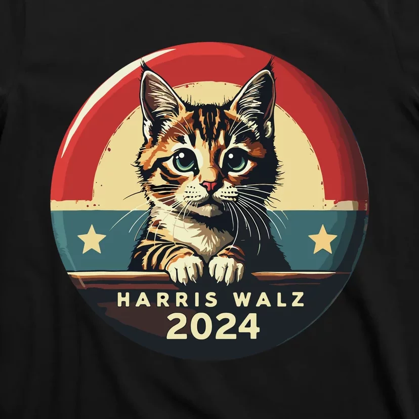 Harris Walz 2024 Funny Cat Election Kamala Harris Tim Waltz T-Shirt