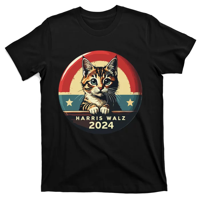 Harris Walz 2024 Funny Cat Election Kamala Harris Tim Waltz T-Shirt