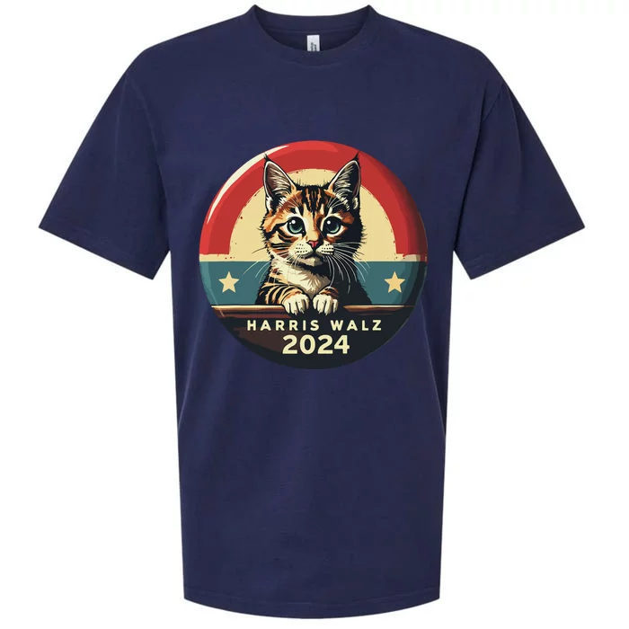 Harris Walz 2024 Funny Cat Election Kamala Harris Tim Waltz Sueded Cloud Jersey T-Shirt