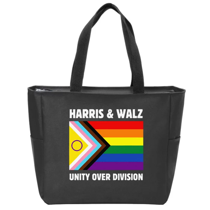 Harris Waltz 2024 Unity Over Division Gay Rights Zip Tote Bag