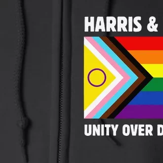 Harris Waltz 2024 Unity Over Division Gay Rights Full Zip Hoodie