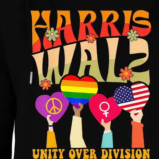 Harris Waltz 2024 Unity Over Division Harris Waltz 2024 Over Womens Funnel Neck Pullover Hood