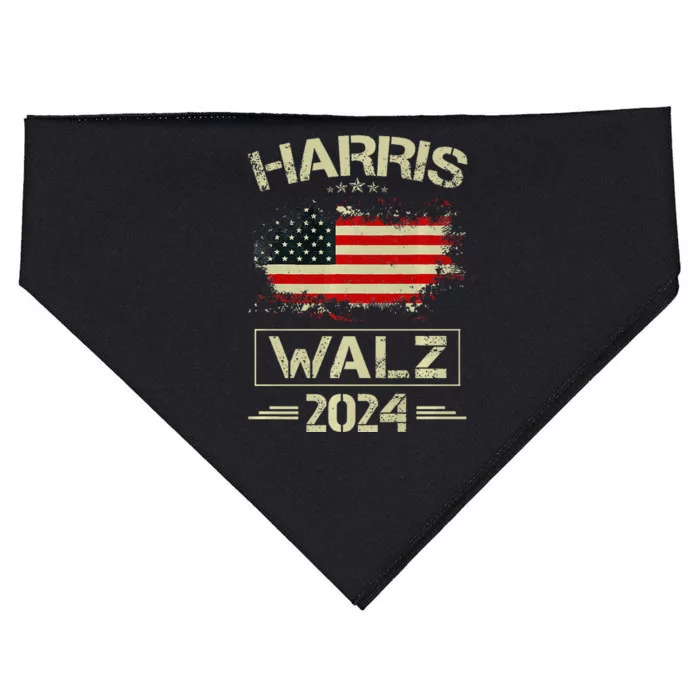 Harris Waltz 2024 Kamala Harris Tim Waltz Usa American Flag Premium USA-Made Doggie Bandana