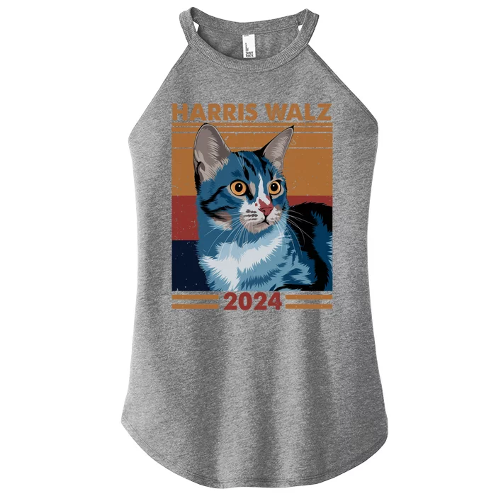 Harris Walz 2024 Funny Cat Election Kamala Harris Gift Women’s Perfect Tri Rocker Tank