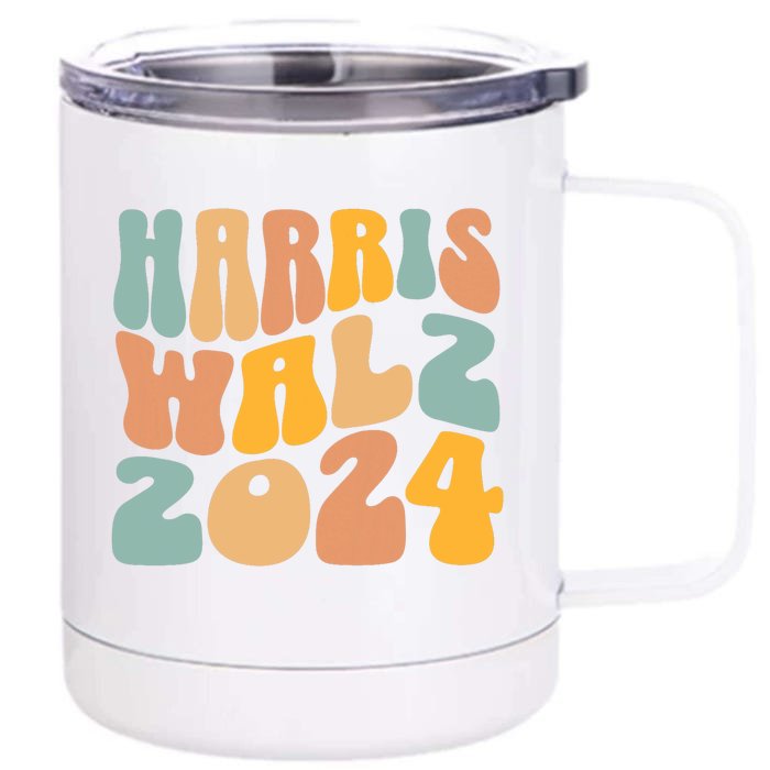 Harris Walz 2024 For President Kamala Harris Democrat Front & Back 12oz Stainless Steel Tumbler Cup