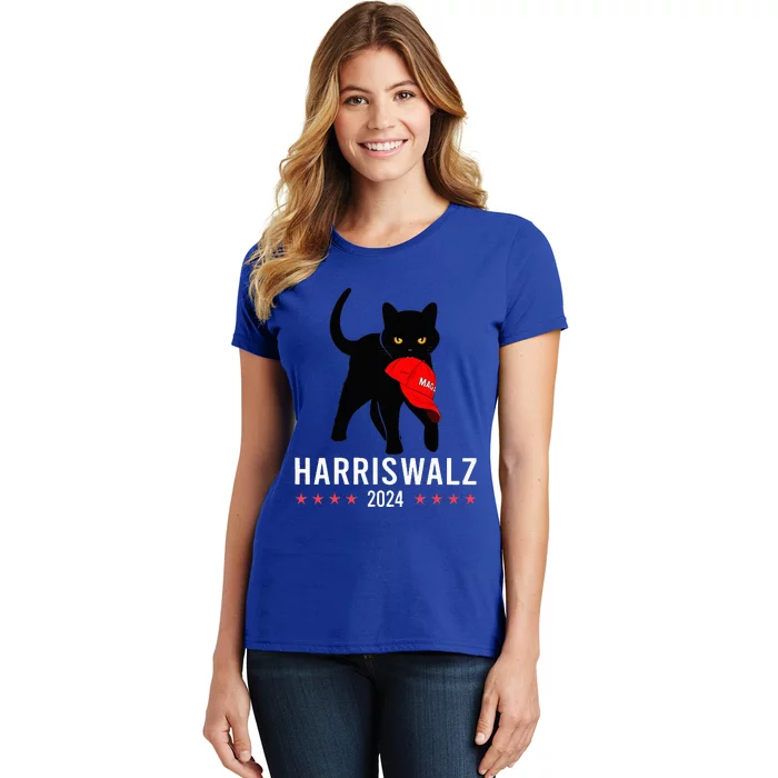 Harris Walz 2024 Cat Lady For Kamala Harris Against Trump Women's T-Shirt