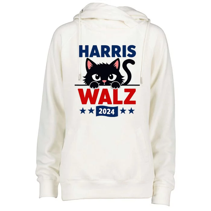 Harris Waltz 2024 Election Kamala Harris Cat Tim Waltz Womens Funnel Neck Pullover Hood