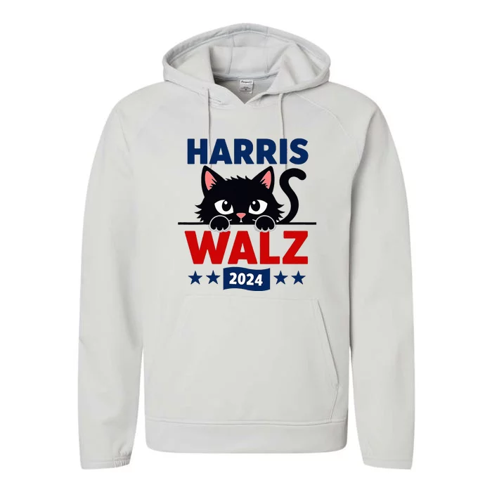 Harris Waltz 2024 Election Kamala Harris Cat Tim Waltz Performance Fleece Hoodie