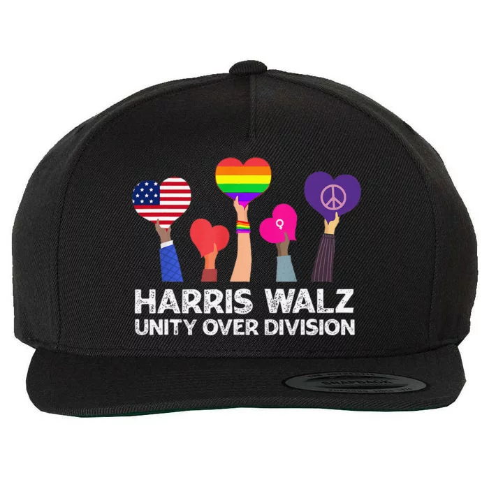 Harris Waltz 2024 Unity Over Division Kamala Harris Tim Walz Wool Snapback Cap