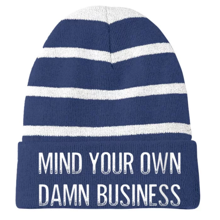 Harris Walz 2024 Mind Your Own Damn Business Striped Beanie with Solid Band