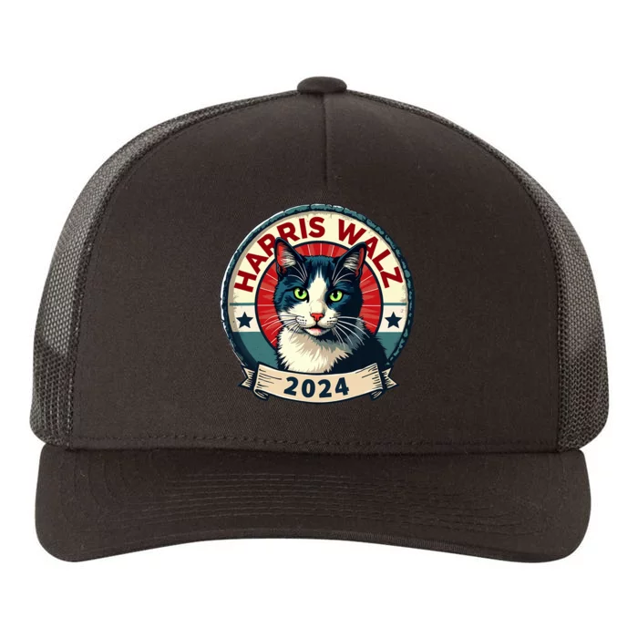 Harris Walz 2024 Funny Cat Election Kamala Harris Tim Waltz Yupoong Adult 5-Panel Trucker Hat