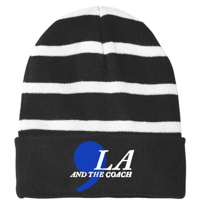 Harris Walz 2024 Comma La And The Coach Striped Beanie with Solid Band