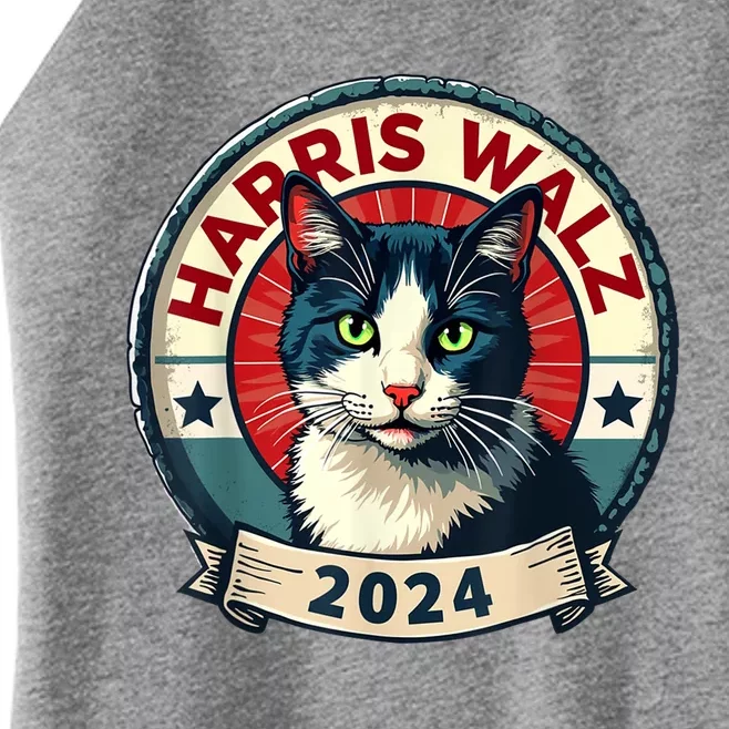 Harris Walz 2024 Funny Cat Election Kamala Harris Tim Waltz Women’s Perfect Tri Rocker Tank