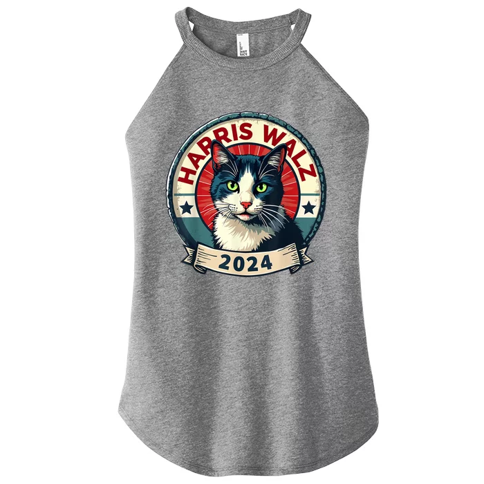 Harris Walz 2024 Funny Cat Election Kamala Harris Tim Waltz Women’s Perfect Tri Rocker Tank