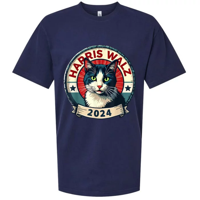 Harris Walz 2024 Funny Cat Election Kamala Harris Tim Waltz Sueded Cloud Jersey T-Shirt