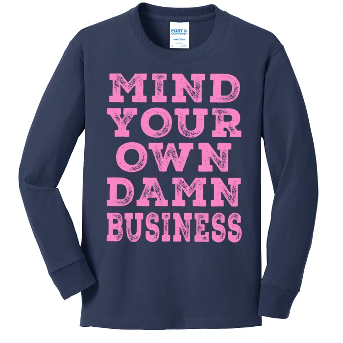 Harris Walz 2024 Mind Your Own Damn Business Kids Long Sleeve Shirt