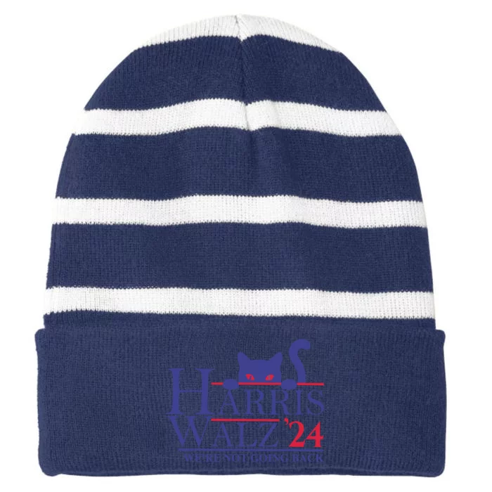 Harris Waltz 2024 Were Not Going Back Funny Cat Lady Striped Beanie with Solid Band