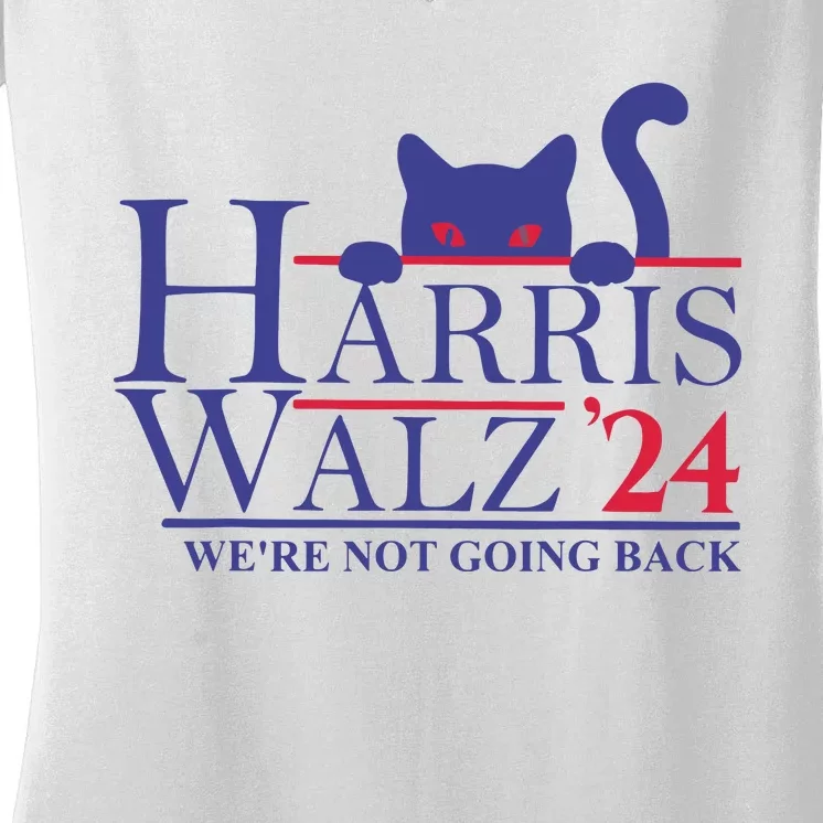 Harris Waltz 2024 Were Not Going Back Funny Cat Lady Women's V-Neck T-Shirt