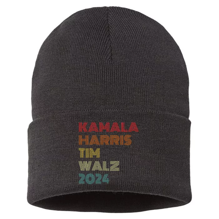 Harris Walz 2024 Kamala Harris Tim Walz Waltz Vintage Style Sustainable Knit Beanie