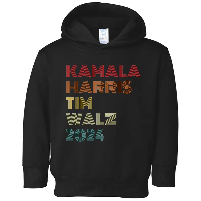 Harris Walz 2024 Kamala Harris Tim Walz Waltz Vintage Style Toddler Hoodie