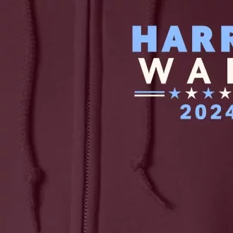 Harris Walz 2024 Election Ivory Blue Full Zip Hoodie