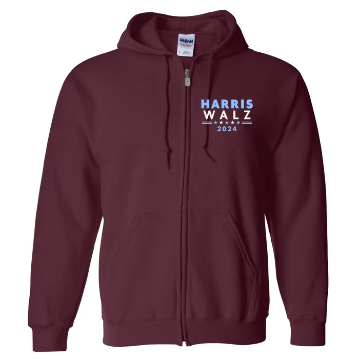 Harris Walz 2024 Election Ivory Blue Full Zip Hoodie