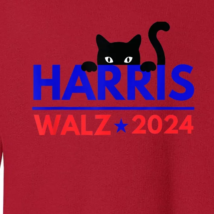 Harris Walz 2024 Funny Cat Election Kamala Harris Tim Waltz Toddler Sweatshirt