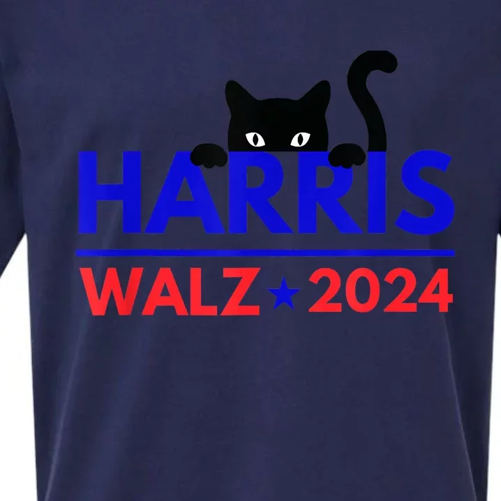 Harris Walz 2024 Funny Cat Election Kamala Harris Tim Waltz Sueded Cloud Jersey T-Shirt