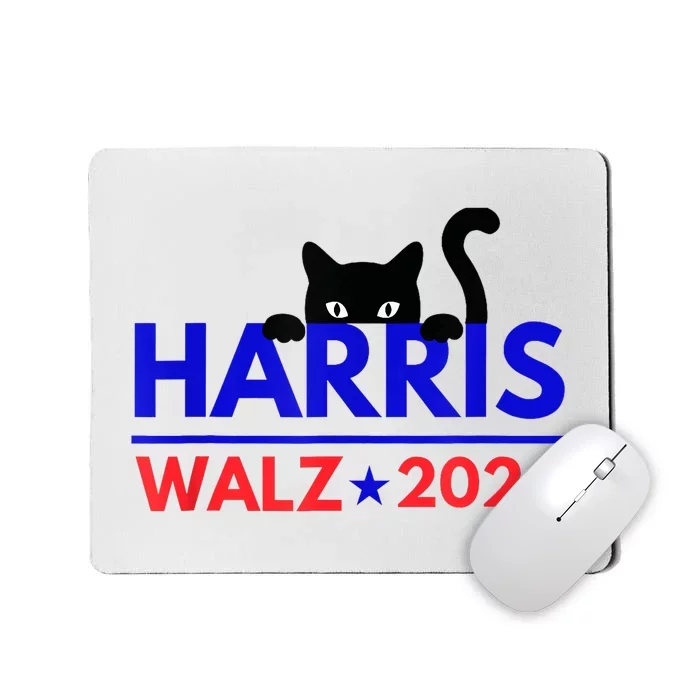 Harris Walz 2024 Funny Cat Election Kamala Harris Tim Waltz Mousepad