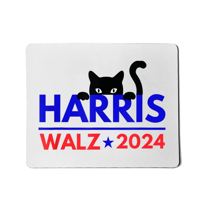 Harris Walz 2024 Funny Cat Election Kamala Harris Tim Waltz Mousepad