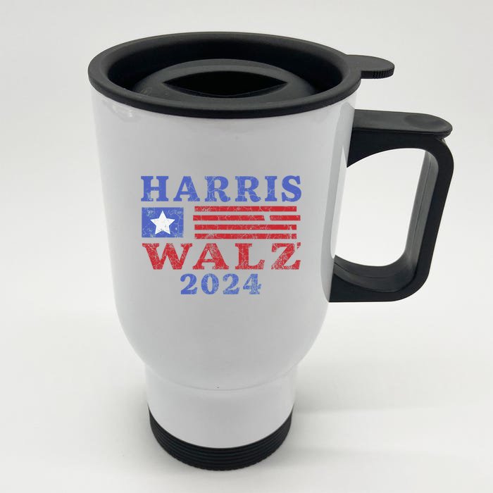 Harris Waltz 2024 Election Kamala Harris Tim Waltz 2024 Pro Kamala Harris Front & Back Stainless Steel Travel Mug