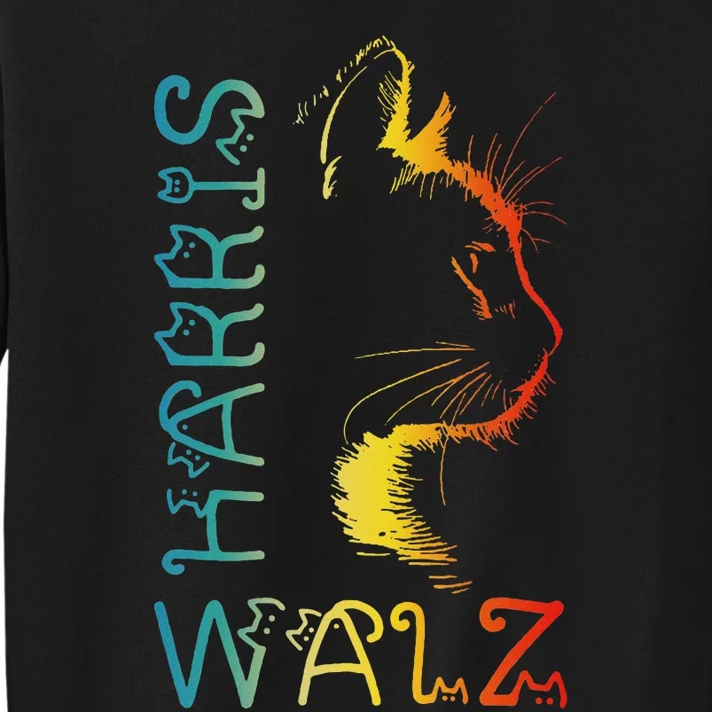 Harris Waltz 2024 Kamala Walz Cat Lettering Positive Funny Sweatshirt