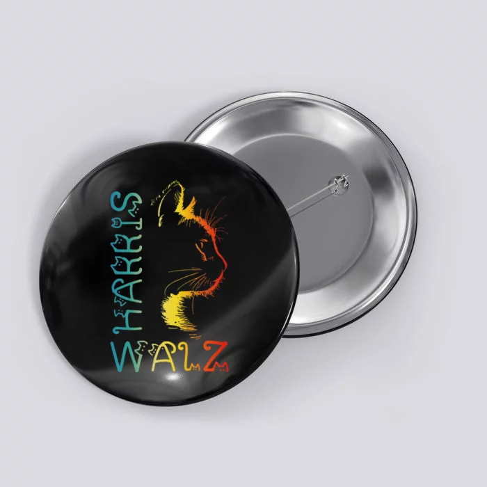 Harris Waltz 2024 Kamala Walz Cat Lettering Positive Funny Button