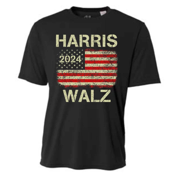 Harris Walz 2024 Kamala Harris 2024 Tim Walz 2024 Usa Flag Gift Cooling Performance Crew T-Shirt