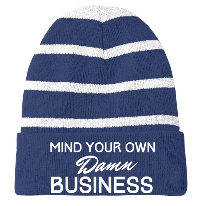 Harris Walz 2024 Mind Your Own Damn Business Striped Beanie with Solid Band