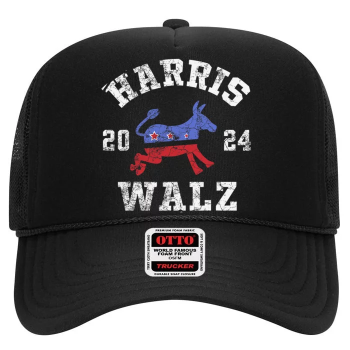 Harris Waltz 2024 Election Kamala Harris Tim Waltz High Crown Mesh Trucker Hat