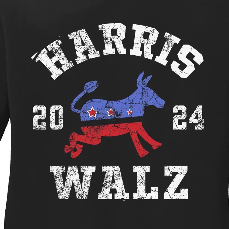 Harris Waltz 2024 Election Kamala Harris Tim Waltz Ladies Long Sleeve Shirt